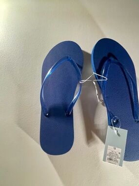 Classic Blue Jelly Flip Flops - Women's/Unisex Shade & Shore Ladiee Size 12 NWT